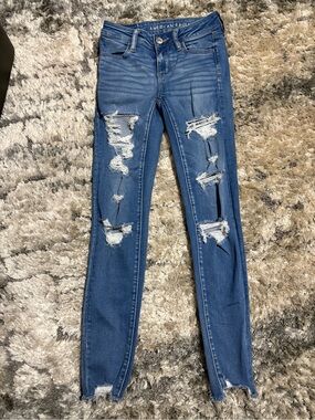 American Eagle Outfitters Ripped Skinny Jeans - Blue